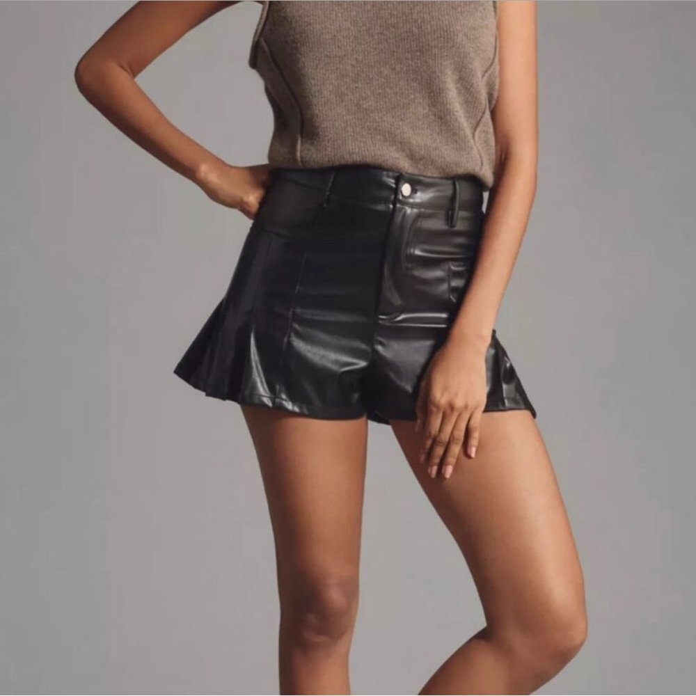 Anthropologie Black Faux Leather Skort